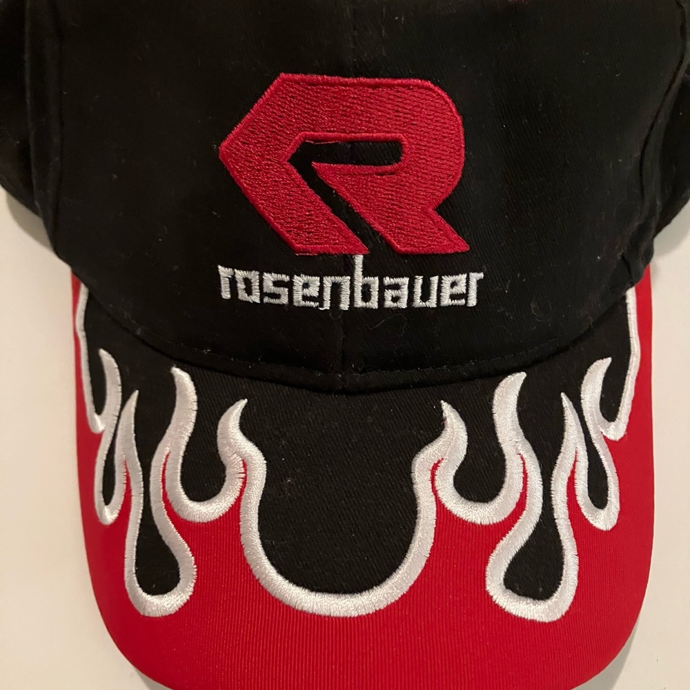 Rosenbauer Firefighting Technology Black & Red Adjustable Back Flame Cap / Hat